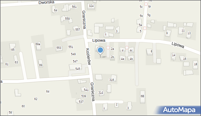 Kozierów, Graniczna, 320, mapa Kozierów