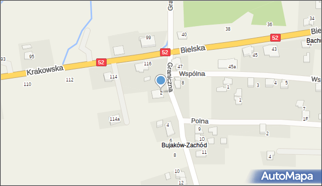 Kozy, Graniczna, 2, mapa Kozy