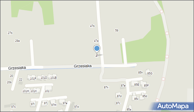 Kraków, Grzesiaka-Czarnego Józefa, 47, mapa Krakowa