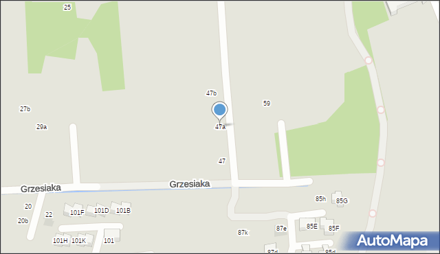 Kraków, Grzesiaka-Czarnego Józefa, 47a, mapa Krakowa