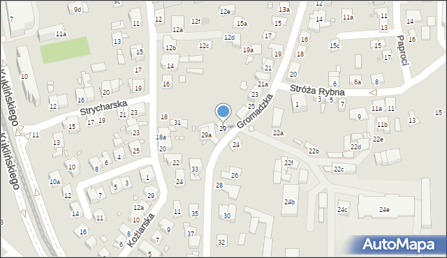 Kraków, Gromadzka, 29, mapa Krakowa