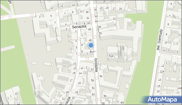 Kraków, Grodzka, 53, mapa Krakowa