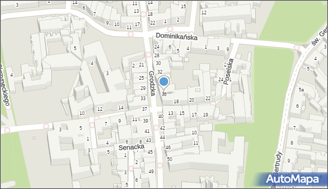 Kraków, Grodzka, 36, mapa Krakowa