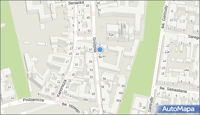 Kraków, Grodzka, 54, mapa Krakowa