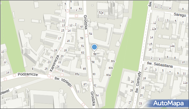 Kraków, Grodzka, 56, mapa Krakowa