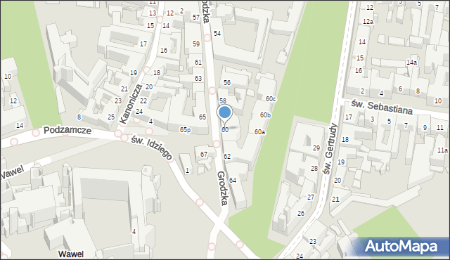Kraków, Grodzka, 60, mapa Krakowa