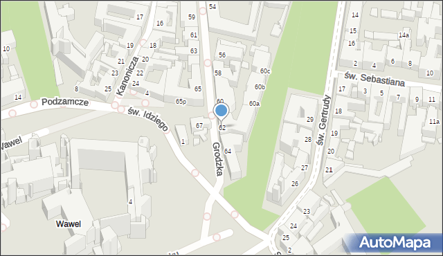Kraków, Grodzka, 62, mapa Krakowa