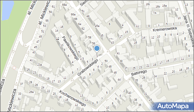 Kraków, Grabowskiego Ambrożego, 1, mapa Krakowa