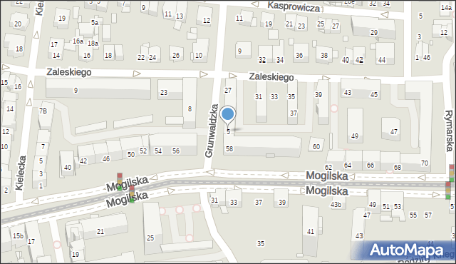 Kraków, Grunwaldzka, 5, mapa Krakowa