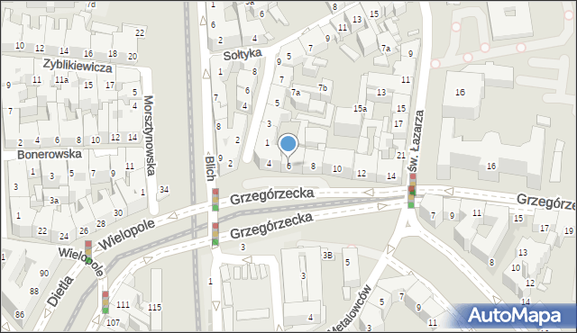 Kraków, Grzegórzecka, 6, mapa Krakowa