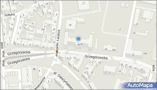 Kraków, Grzegórzecka, 16, mapa Krakowa