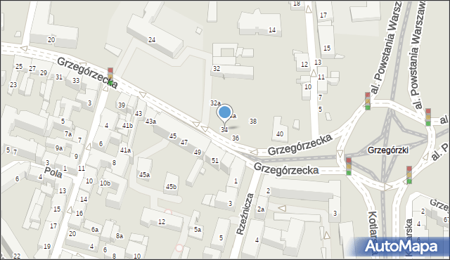 Kraków, Grzegórzecka, 34, mapa Krakowa