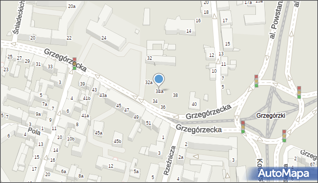 Kraków, Grzegórzecka, 34a, mapa Krakowa