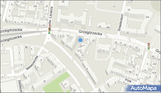 Kraków, Grzegórzecka, 13, mapa Krakowa