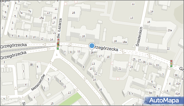 Kraków, Grzegórzecka, 15, mapa Krakowa
