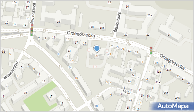 Kraków, Grzegórzecka, 21, mapa Krakowa