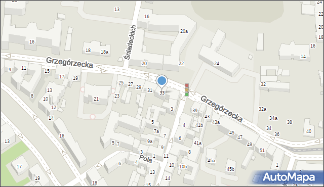 Kraków, Grzegórzecka, 33, mapa Krakowa