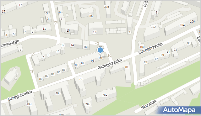 Kraków, Grzegórzecka, 98, mapa Krakowa