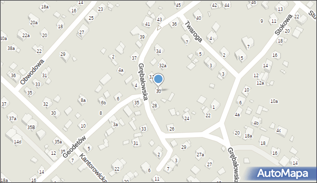 Kraków, Grębałowska, 30, mapa Krakowa