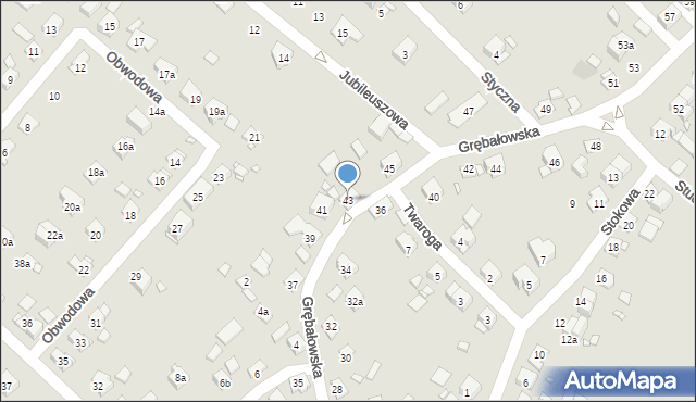 Kraków, Grębałowska, 43, mapa Krakowa