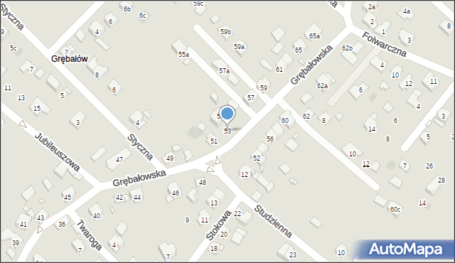 Kraków, Grębałowska, 53, mapa Krakowa