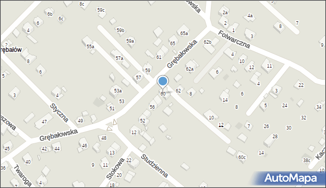 Kraków, Grębałowska, 60, mapa Krakowa