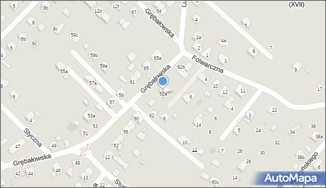 Kraków, Grębałowska, 62a, mapa Krakowa