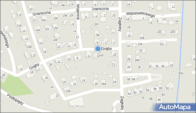 Kraków, Grąby, 4, mapa Krakowa