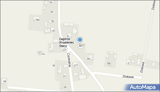 Krasieniec Stary, Graniczna, 392, mapa Krasieniec Stary
