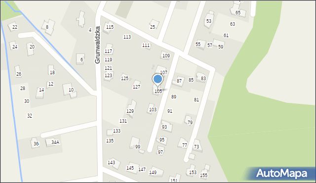 Krościenko Wyżne, Grunwaldzka, 105, mapa Krościenko Wyżne