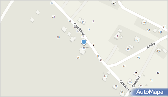 Krosno, Graniczna, 26, mapa Krosna