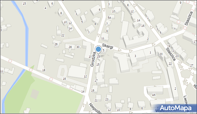 Krosno, Grodzka, 13, mapa Krosna