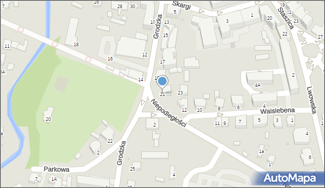 Krosno, Grodzka, 21, mapa Krosna