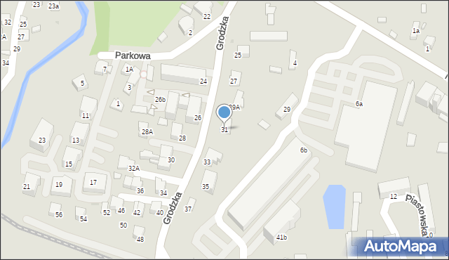 Krosno, Grodzka, 31, mapa Krosna