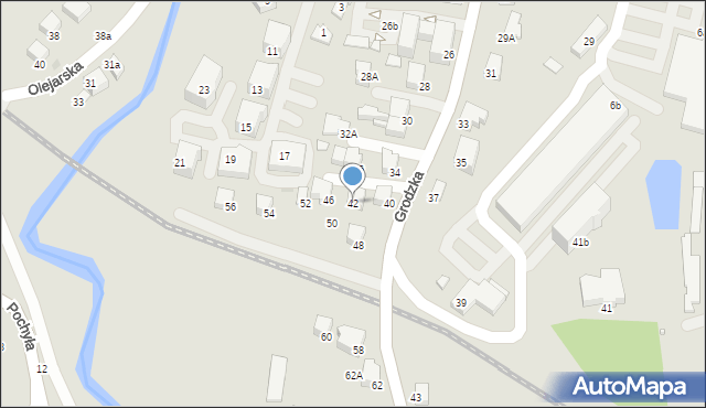 Krosno, Grodzka, 42, mapa Krosna