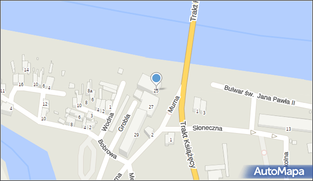 Krosno Odrzańskie, Grobla, 25, mapa Krosno Odrzańskie