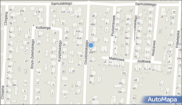 Krotoszyn, Grudzielskiego Kazimierza, gen., 40a, mapa Krotoszyna