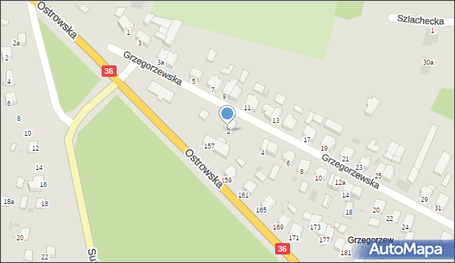 Krotoszyn, Grzegorzewska, 2, mapa Krotoszyna