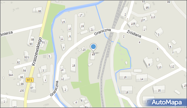 Krynica-Zdrój, Graniczna, 23, mapa Krynica-Zdrój