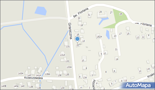 Krzeczów, Graniczna, 12, mapa Krzeczów