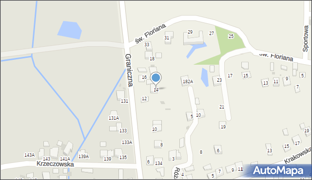 Krzeczów, Graniczna, 14, mapa Krzeczów
