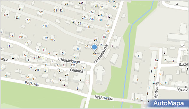 Krzeszowice, Grunwaldzka, 26, mapa Krzeszowice