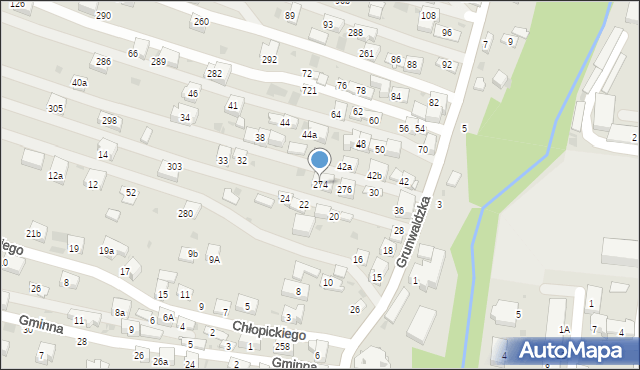 Krzeszowice, Grunwaldzka, 274, mapa Krzeszowice