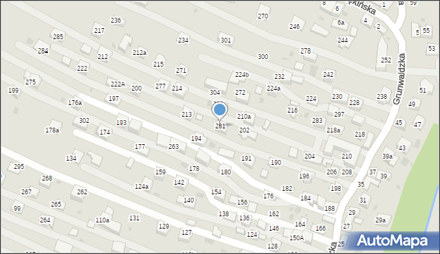 Krzeszowice, Grunwaldzka, 281, mapa Krzeszowice