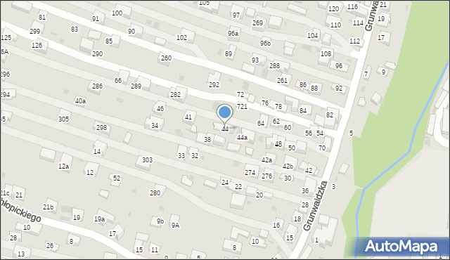 Krzeszowice, Grunwaldzka, 44, mapa Krzeszowice