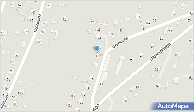 Kurów, Graniczna, 11, mapa Kurów