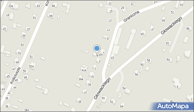 Kurów, Graniczna, 5, mapa Kurów