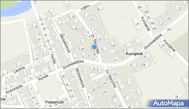Kurzętnik, Grunwaldzka, 10, mapa Kurzętnik