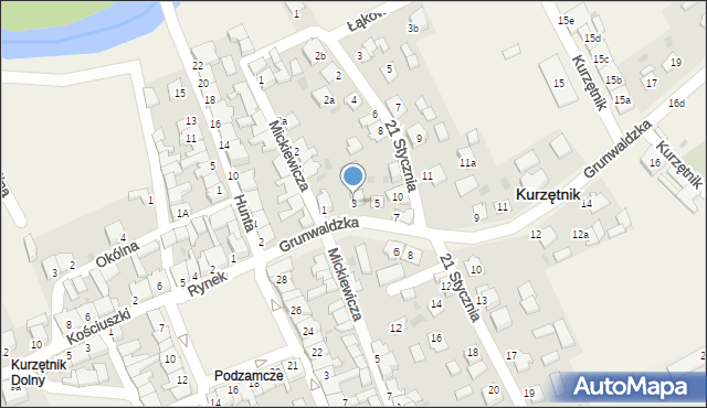 Kurzętnik, Grunwaldzka, 3, mapa Kurzętnik