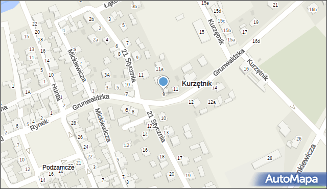 Kurzętnik, Grunwaldzka, 9, mapa Kurzętnik